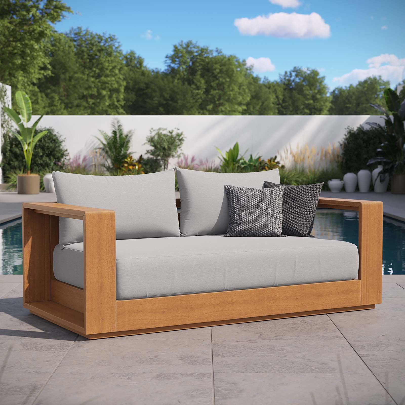  Tahoe Acacia Wood Outdoor Patio Acacia Wood Loveseat By Modway - EEI-6783 