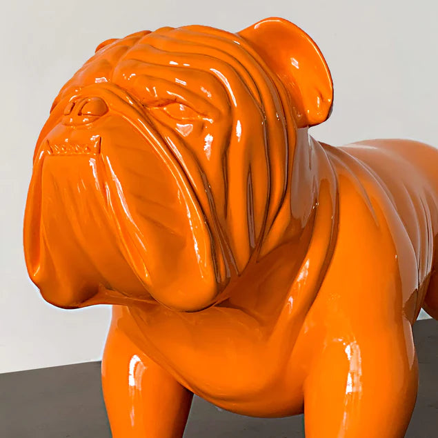  Fiberglass UV Bulldog Large Outdoor Sculpture, Orange By Gold Leaf Design Group 