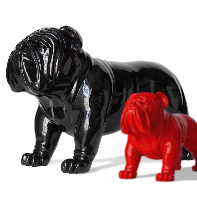  Fiberglass Bulldog Large Sculpture, Black By Gold Leaf Design Group 