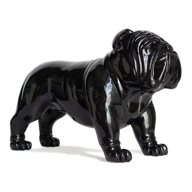  Fiberglass Bulldog MD Indore Sculpture, Black By Gold Leaf Design Group 