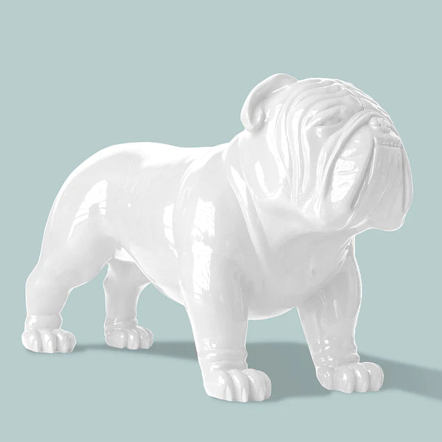  Fiberglass UV Bulldog Large Outdoor Sculpture, White By Gold Leaf Design Group 