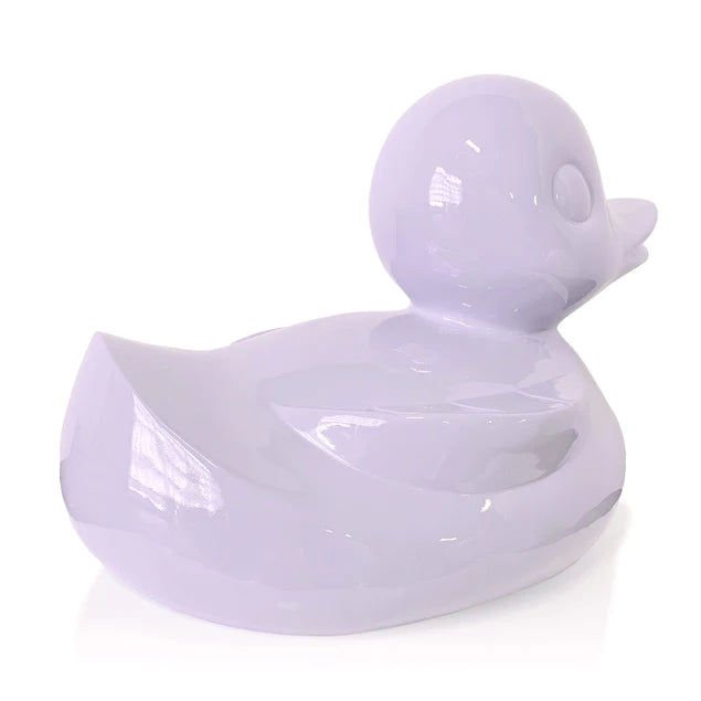  Fiberglass UV Duck Outdoor Sculpture, Lily Lav By Gold Leaf Design Group 