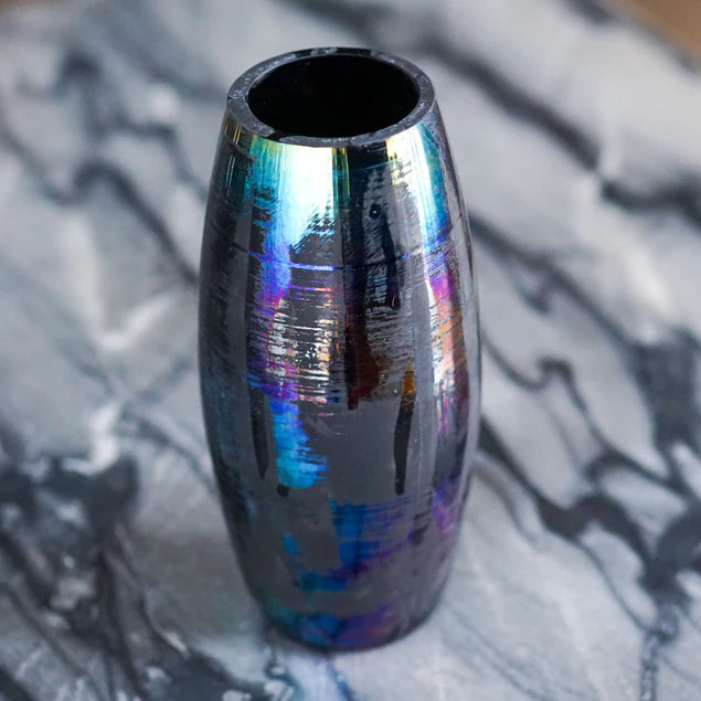  Rainbow Glass 8"H Vase By Gold Leaf Design Group 