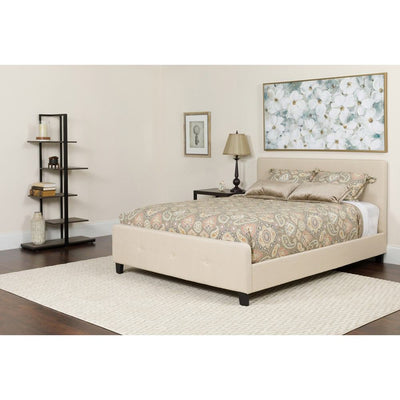 Flash Furniture Tribeca Queen Size Tufted Upholstered Platform Bed With Pocket Spring Mattress