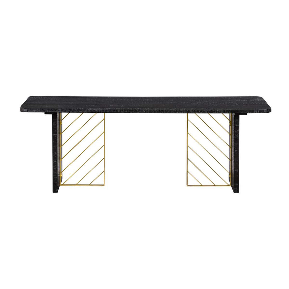 Monaco Black Wood Coffee Table with Antique Brass Accent By Armen Living