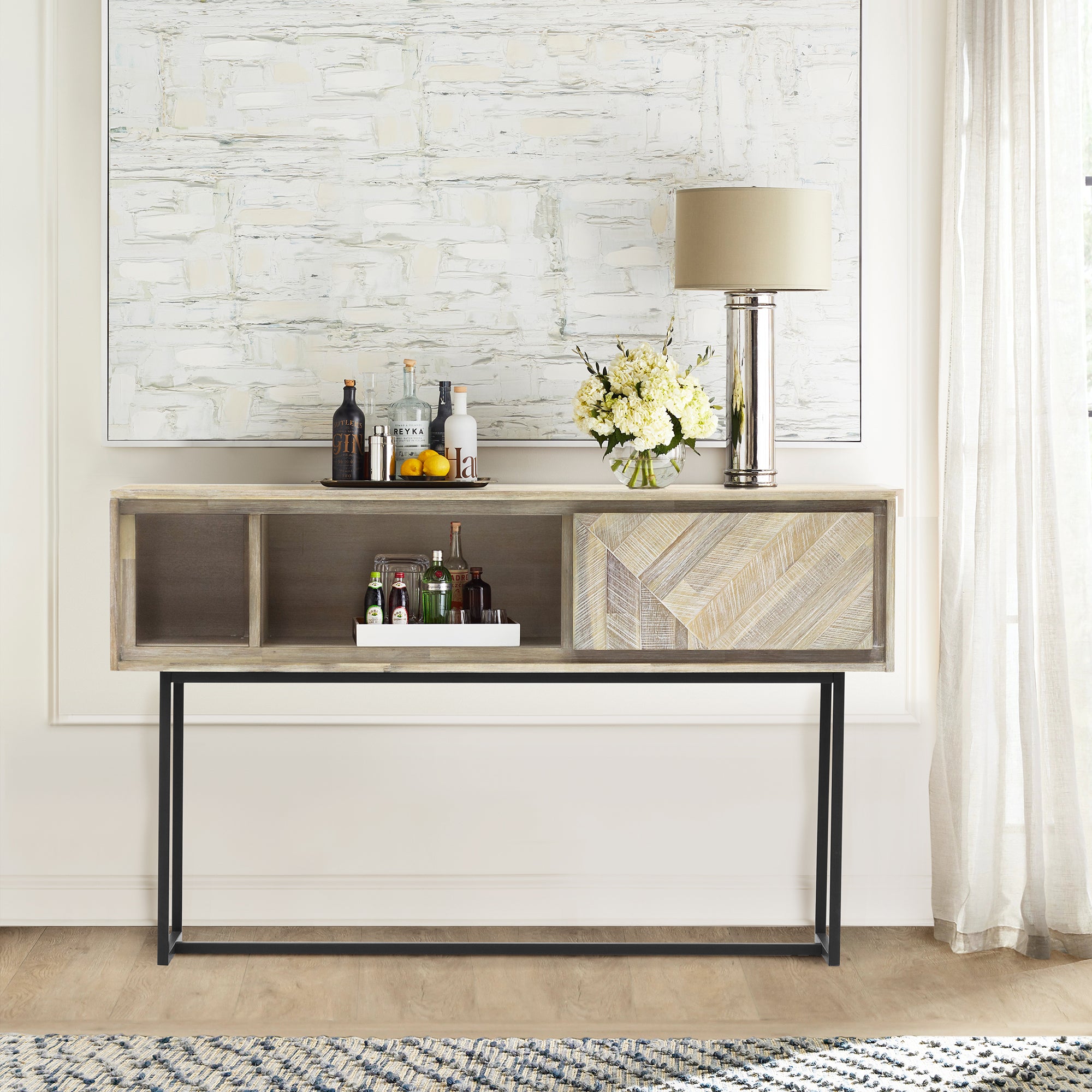  Peridot 1 Drawer Console Table in Natural Acacia Wood By Armen Living 