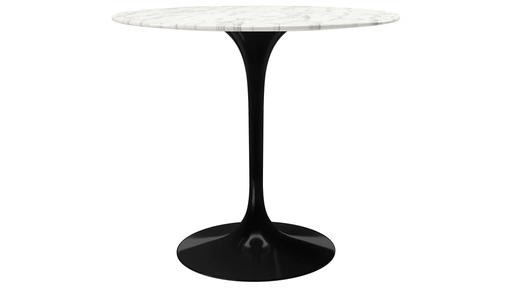  Tulip Marble Dining Table - 32" Round, Black Base By Modholic 