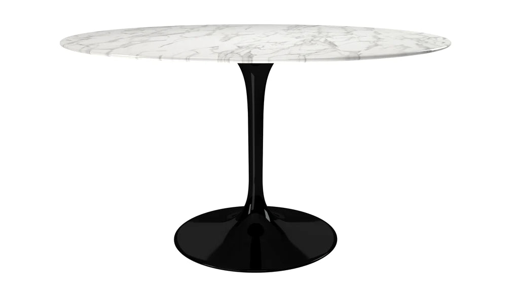  Tulip Marble Dining Table - 54" Round, Black Base By Modholic 