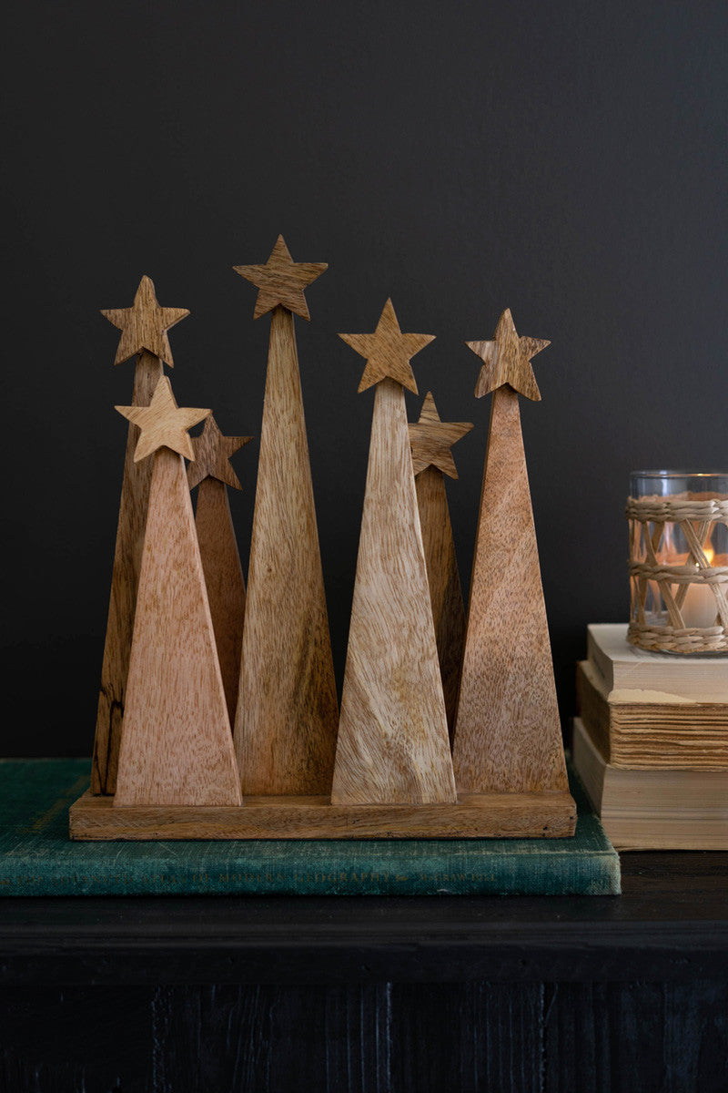  Seven Wooden Christmas Tree On A Base By Kalalou 