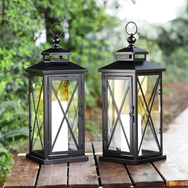  Safavieh Lirio Outdoor Lantern Set Of 2 - Black 