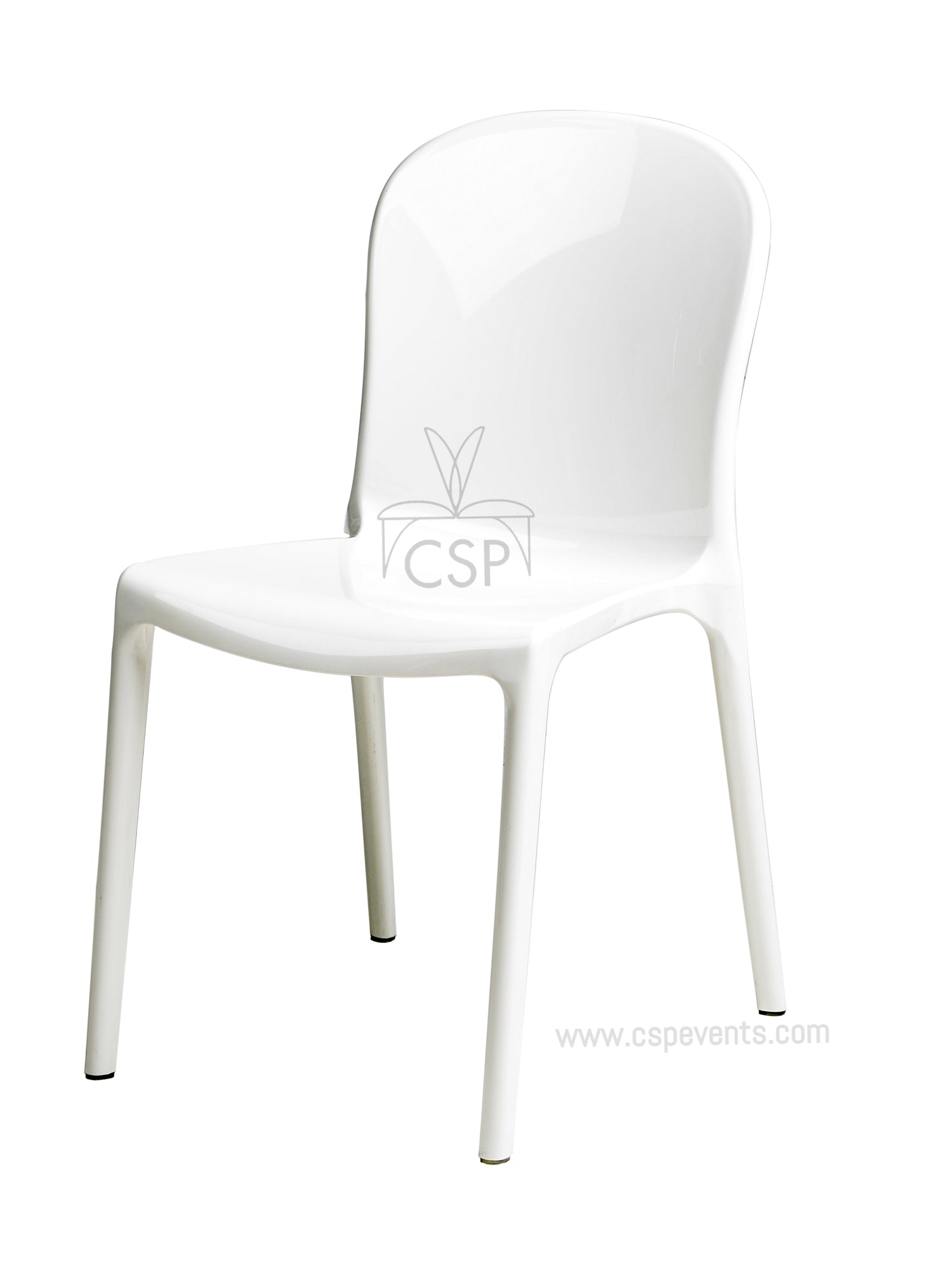  Set Of 4 Commerical Seating Products Rpc Wh White Genoa Chairs By CSP 