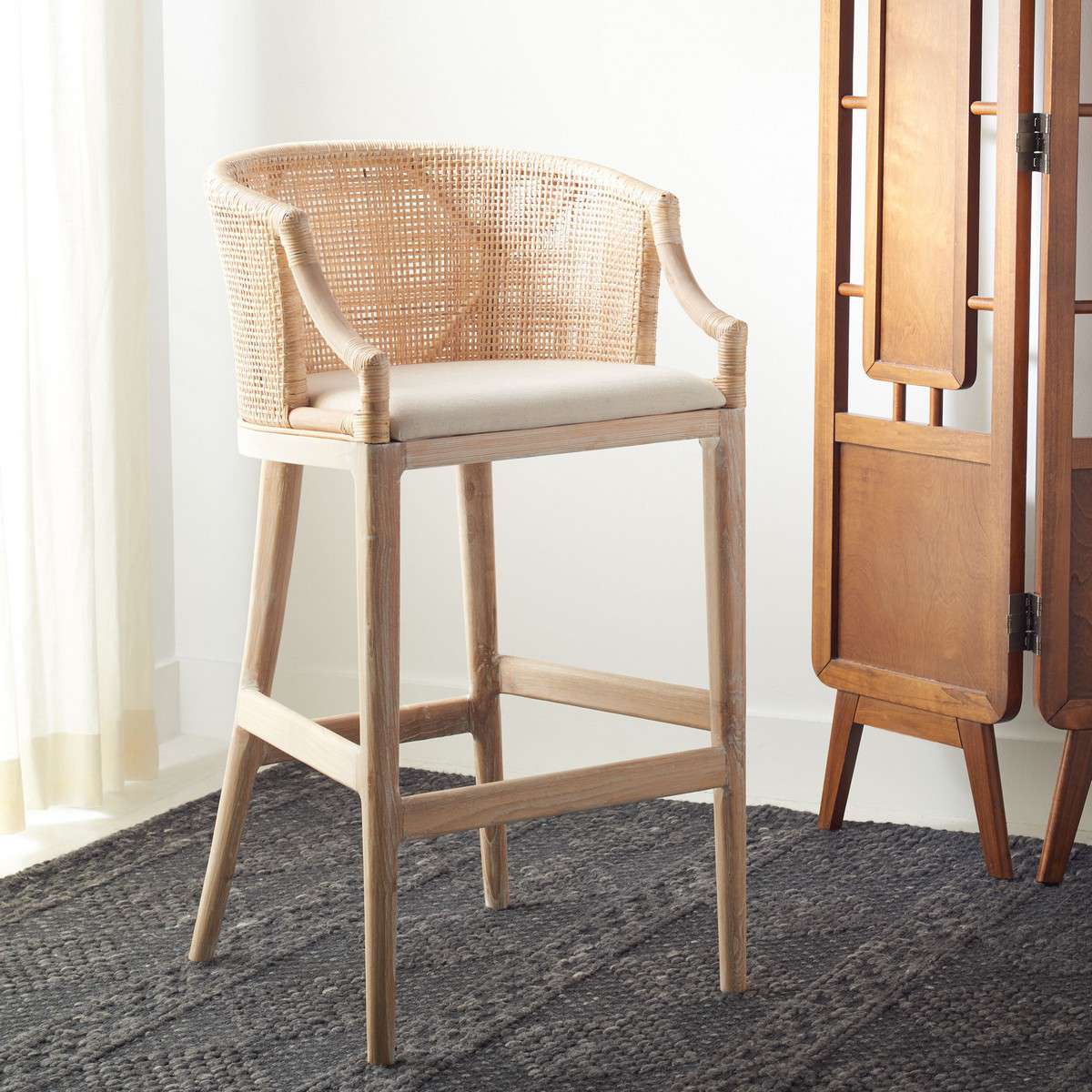  Safavieh Brando Bar Stool - Natural White Wash 