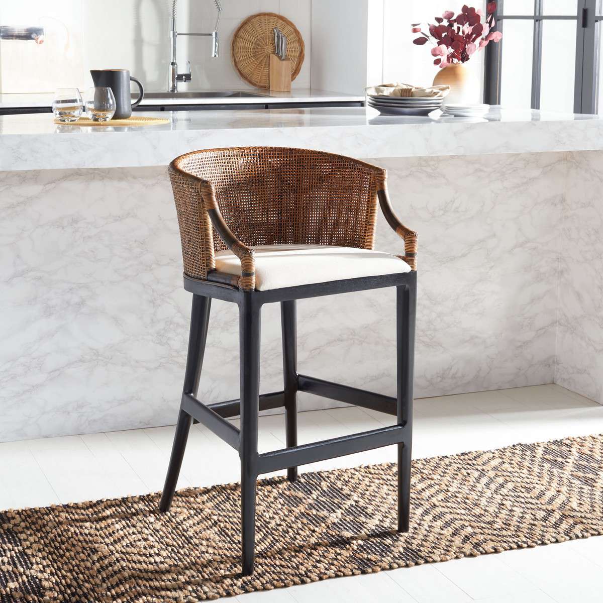  Safavieh Brando Bar Stool - Natural Wash 