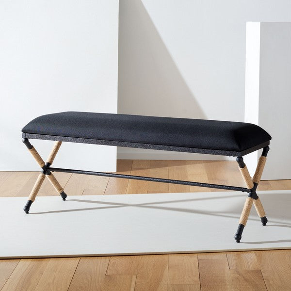  Safavieh Carmelo Hemp Wrapped Bench - Black 