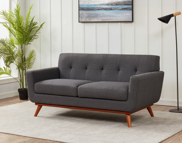  Safavieh Opal Linen Tufted Upholstered Loveseat - Slate Gray 