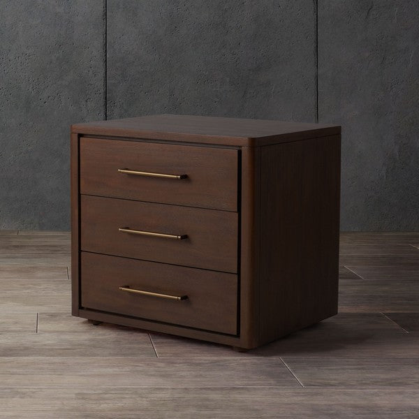  Safavieh Rosey 3 Drawer Wood Nightstand - Brown 