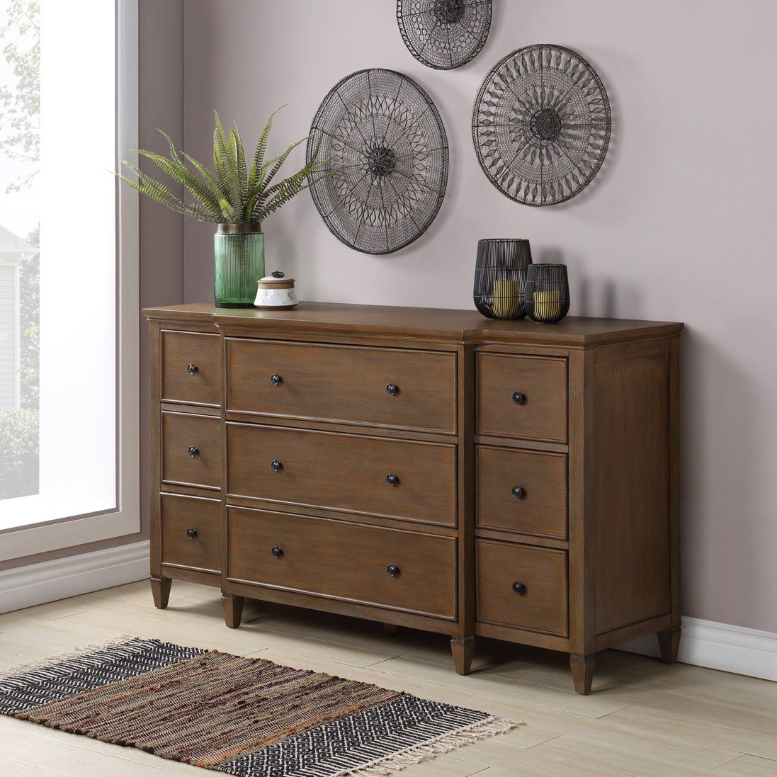  Safavieh Phineas 9 Drawer Sideboard - Walnut 