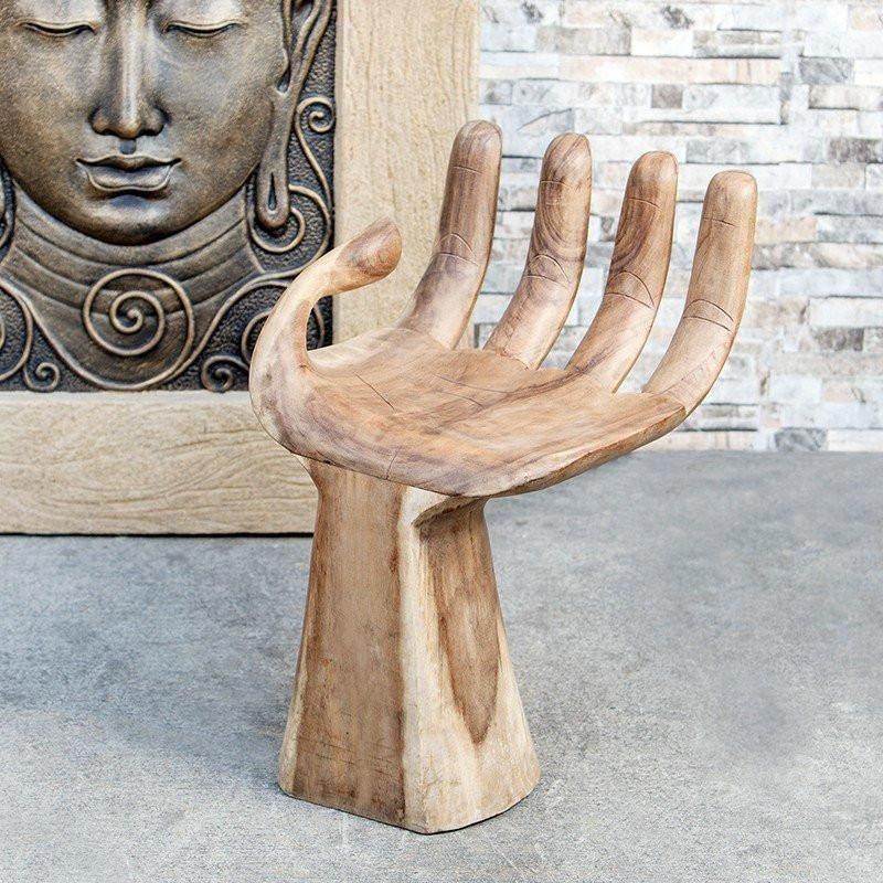 suar wood carved hand stool