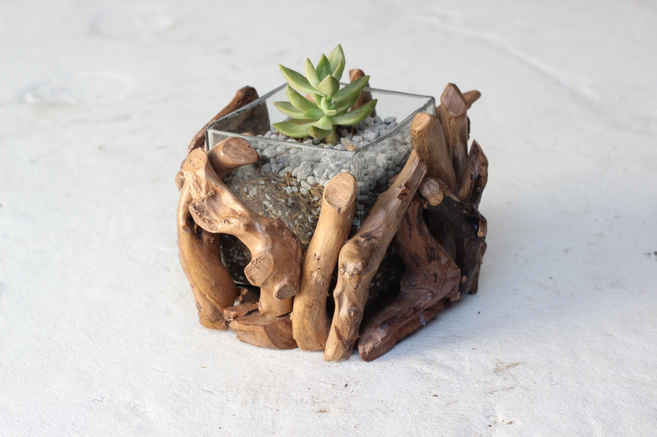  Driftwood Square Plant Holder Base by Artisan Living 