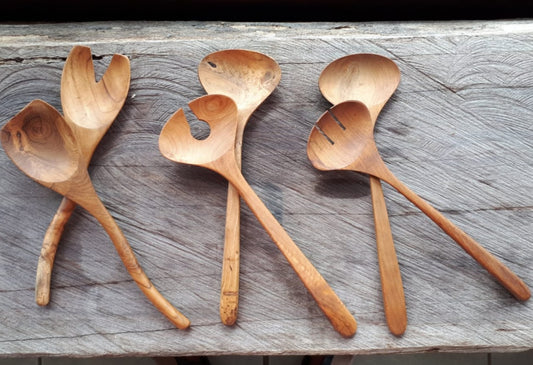 Long Handle Wooden Tasting Spoons- Set Of 6- Chef Tasting/Stirring Spoons