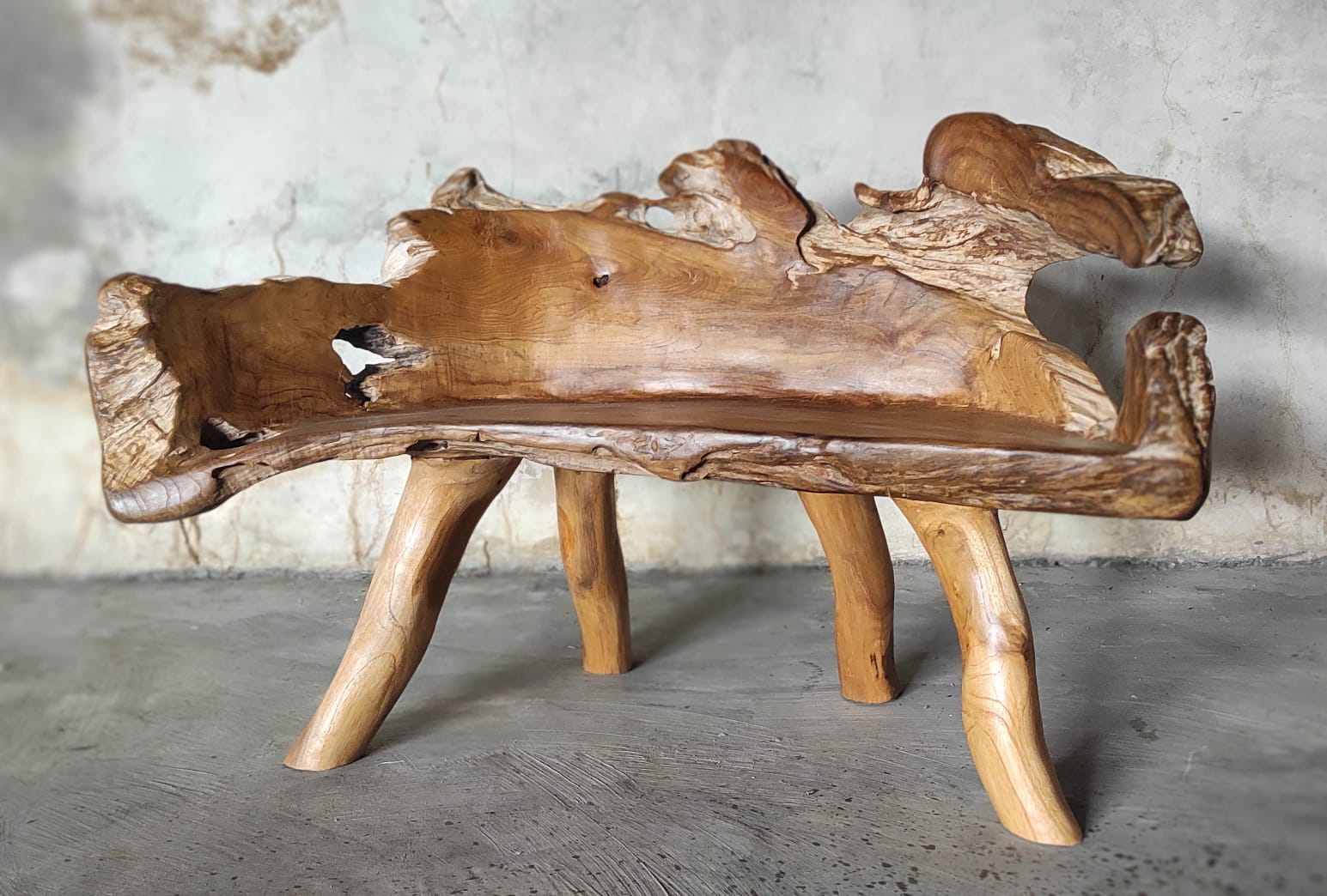  Habini Teak Root Live Edge Bench-ALF2002 