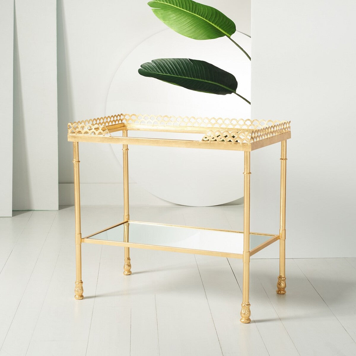  Safavieh Eryn 2 Shelf Gold Leaf Table 