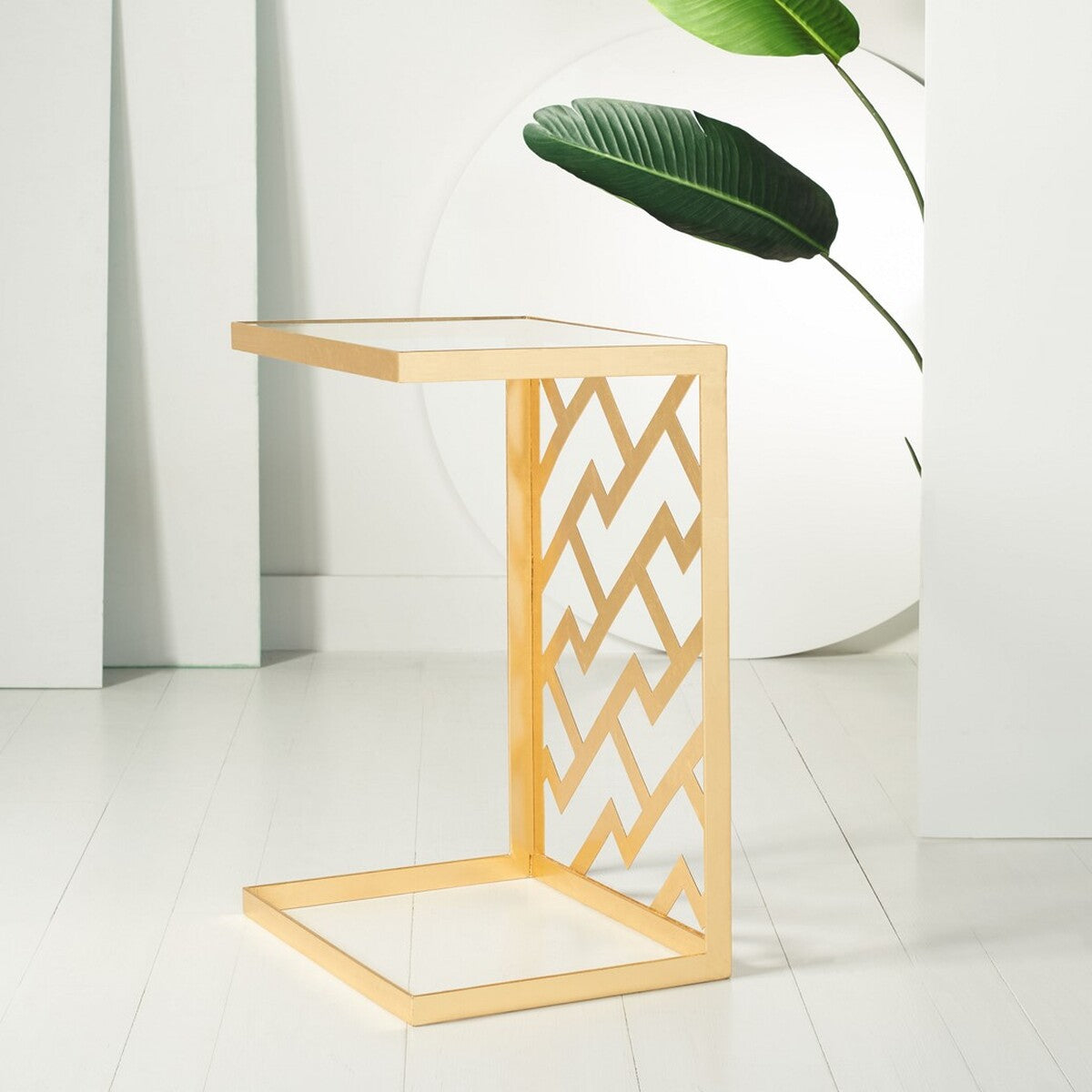  Safavieh Ozzie Gold Leaf C-Table 