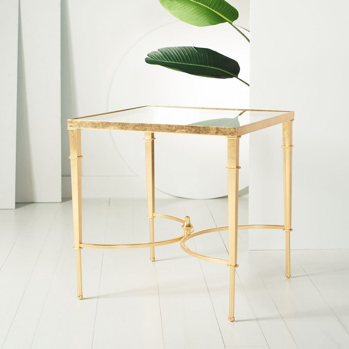  Safavieh Mendez Gold Leaf Accent Table 