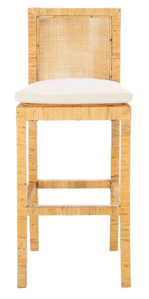  Safavieh Tojo Cane Bar Stool W/ Cushion - Natural 