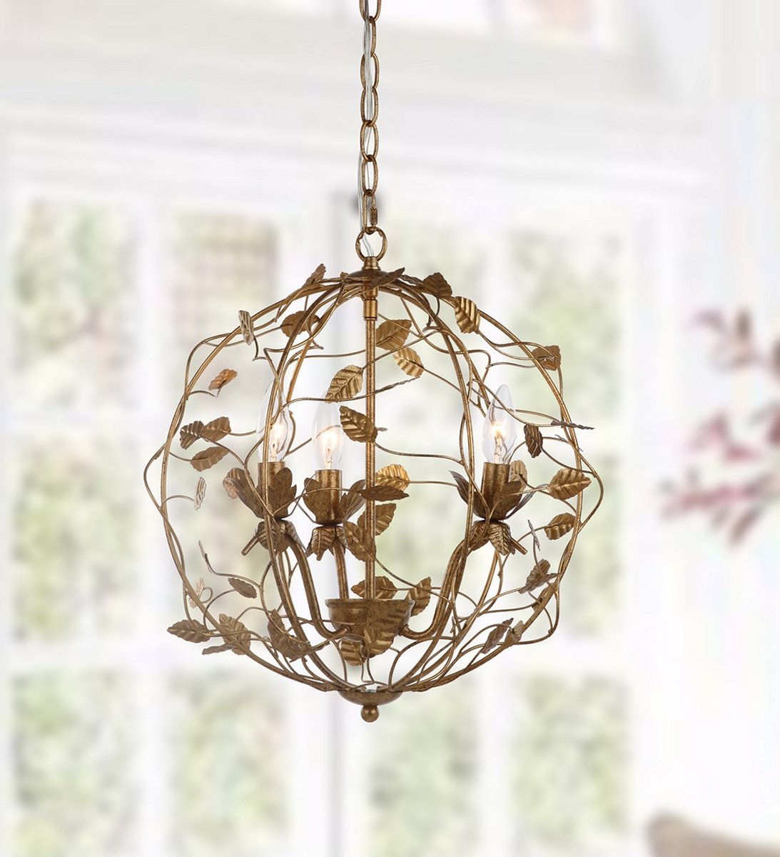  Safavieh Austen Cage Chandelier - Gold Leaf 