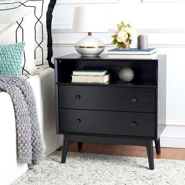  Safavieh Scully 2 Drawer 1 Shelf Chest W/ Usb - Black 