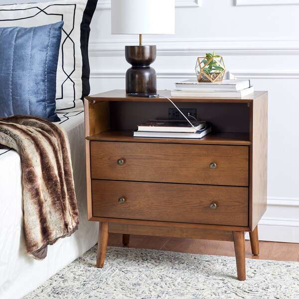  Safavieh Scully 2 Drawer 1 Shelf Chest W/ Usb - Medium Oak 