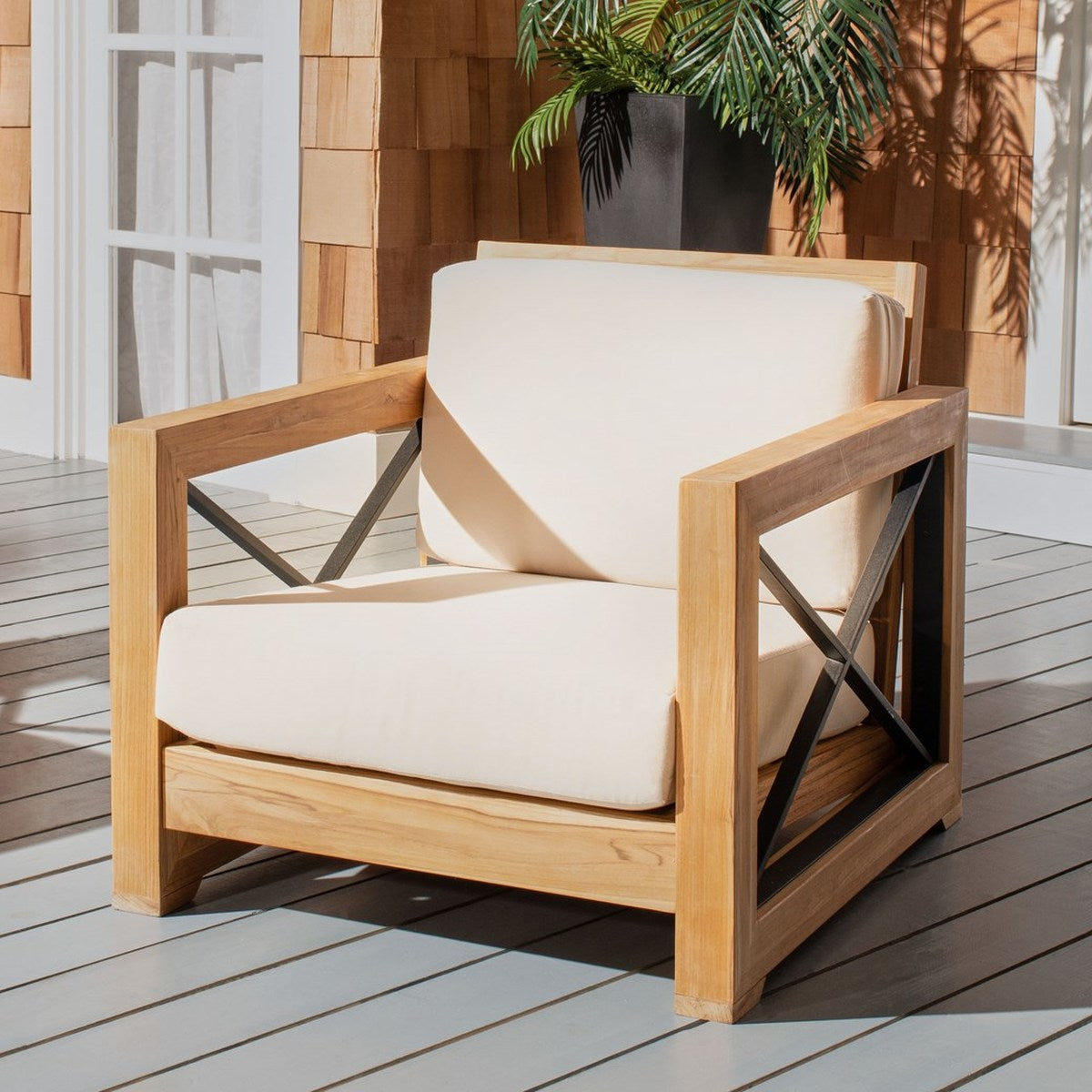  Safavieh Curacao Teak Club Chair 