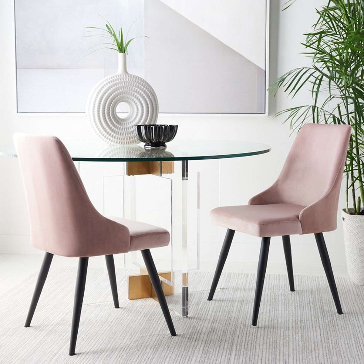  Safavieh Zoi Upholstered Dining Chair Set Of 2 - Dusty Blush 