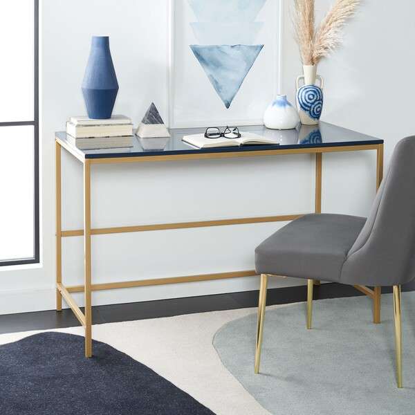  Safavieh Nova Glossy Wooden Desk - Navy Top 