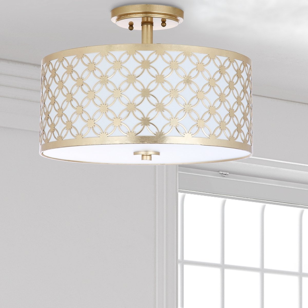  Safavieh Hutch 3 Light 16-Inch Dia Gold Flush Mount - Gold 