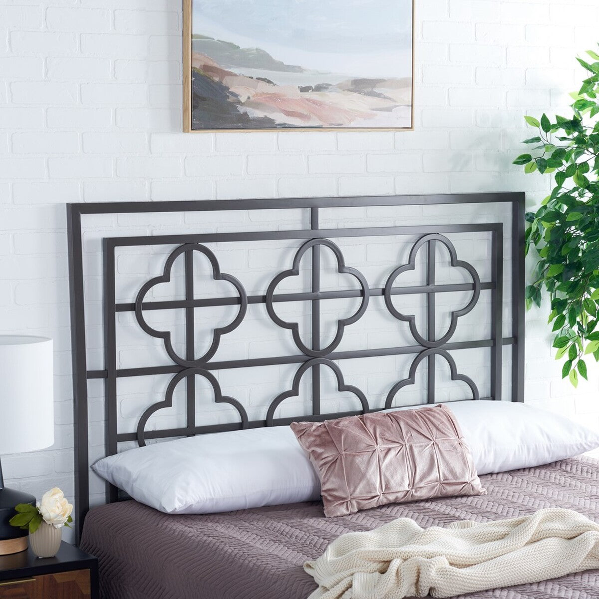  Safavieh Lucinda Headboard Queen Size - Gunmetal 