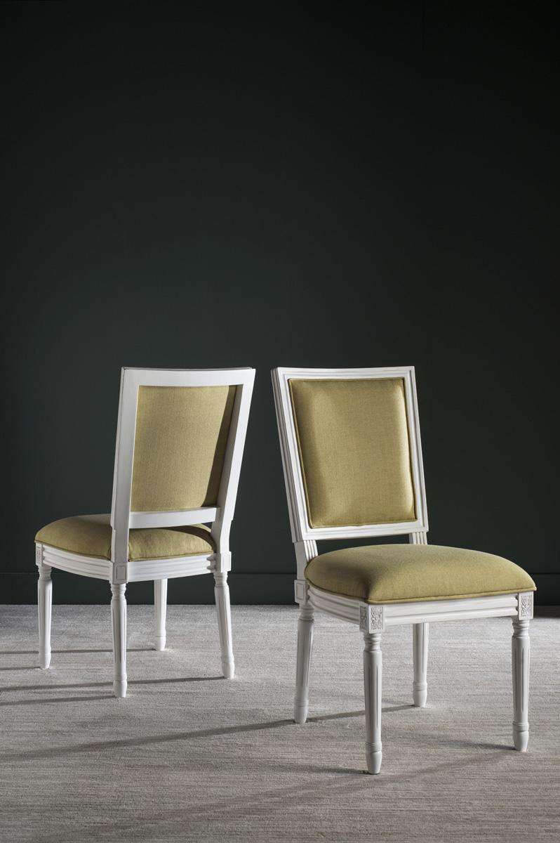  Safavieh Buchanan 19''H French Brasserie Linen Rect Side Chair Set Of 2 - Spring Green With Cream 