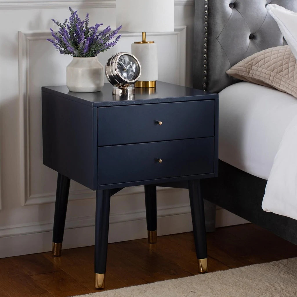  Safavieh Lyla Mid Century Retro Silver Cap Nightstand - Lapis Blue 