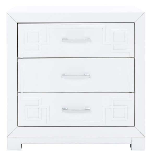  Safavieh Raina Three Drawer Greek Key Night Stand - White 