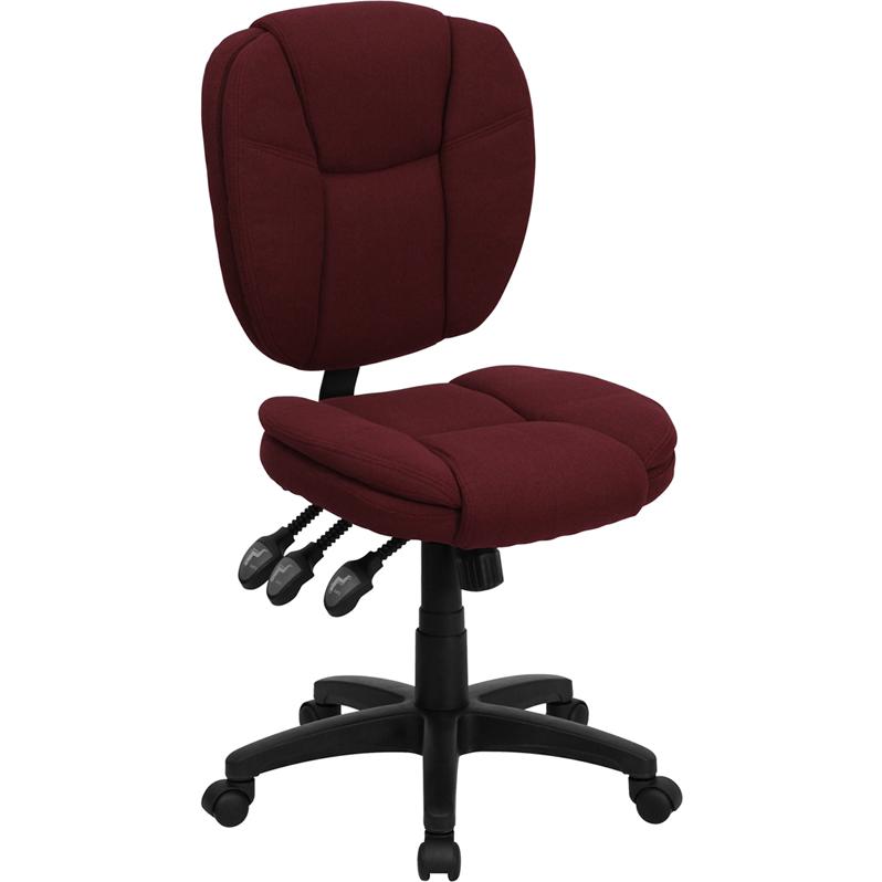  Mid-Back Burgundy Fabric Multifunction Swivel Ergonomic Task Office Chair With Pillow Top Cushioning By Flash Furniture 