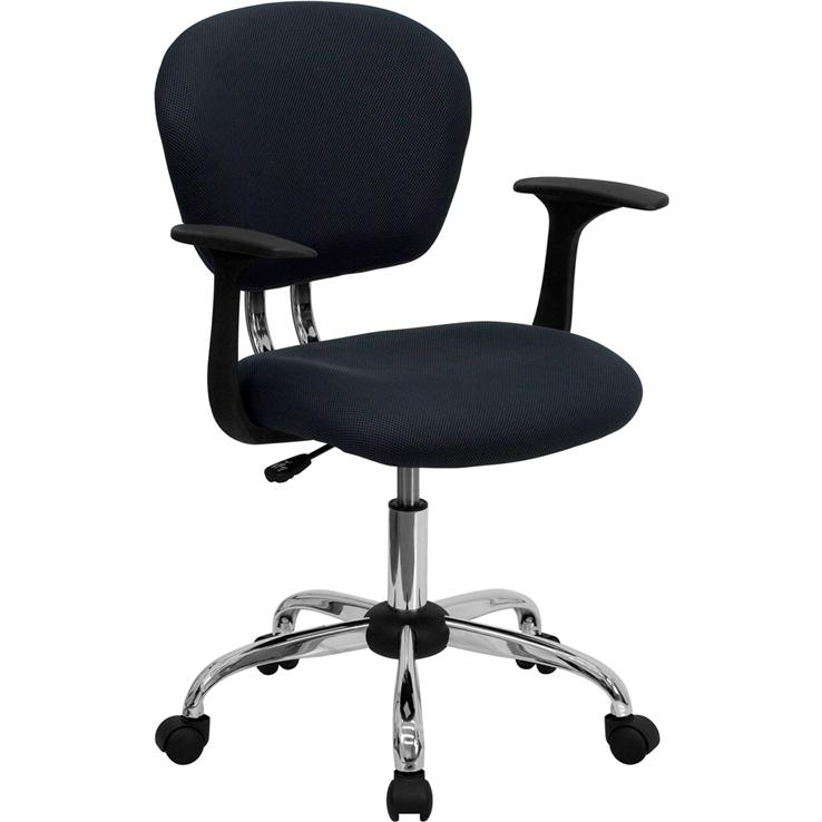  Mid-Back Gray Mesh Padded Swivel Task Office Chair With Chrome Base And Arms By Flash Furniture 