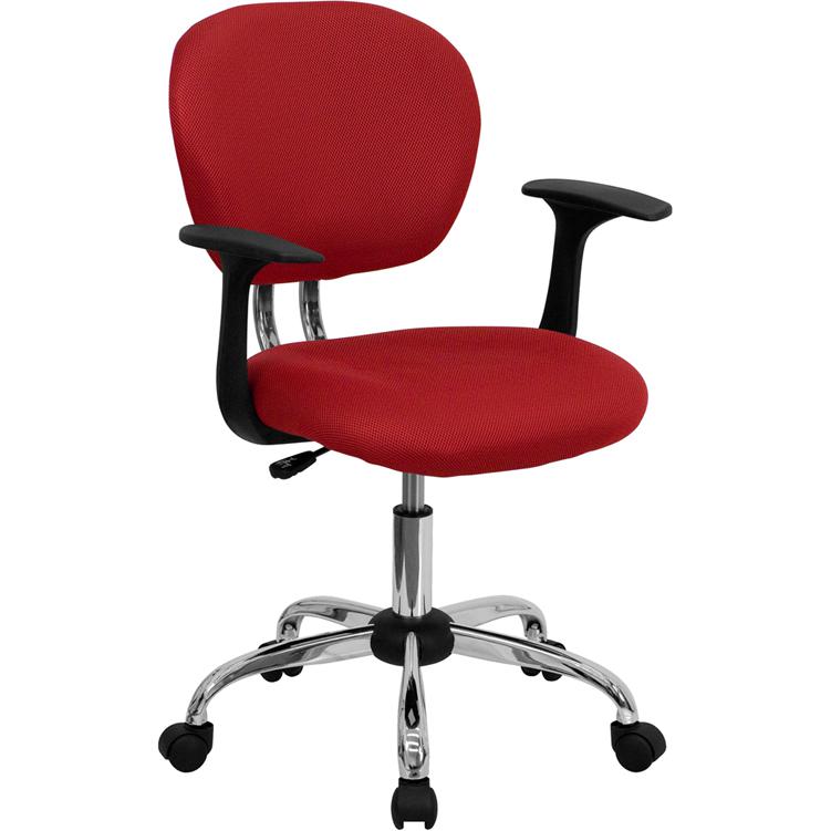  Mid-Back Red Mesh Padded Swivel Task Office Chair With Chrome Base And Arms By Flash Furniture 