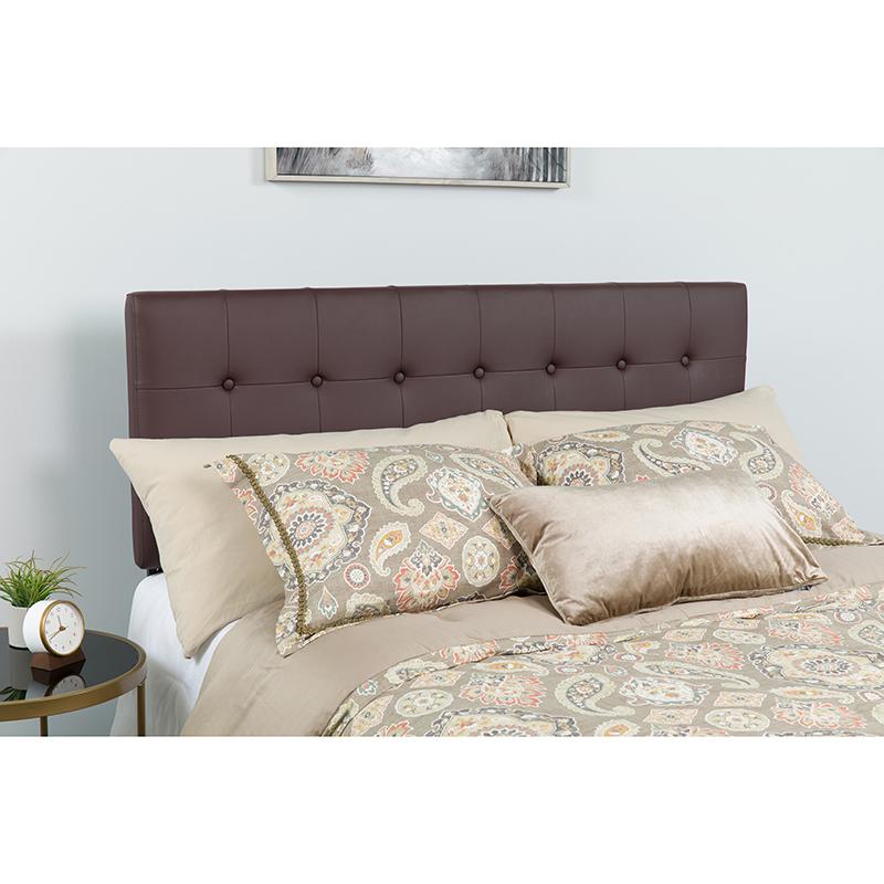  Lennox Tufted Upholstered Full Size Headboard In Brown Vinyl By Flash Furniture 