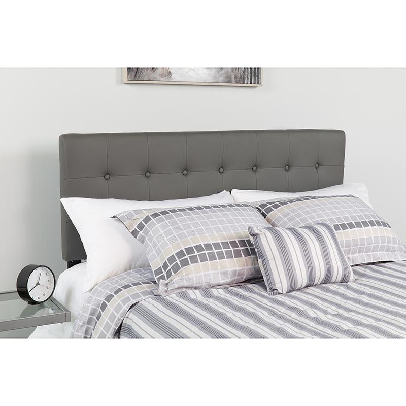  Lennox Tufted Upholstered Queen Size Headboard In Gray Vinyl By Flash Furniture 