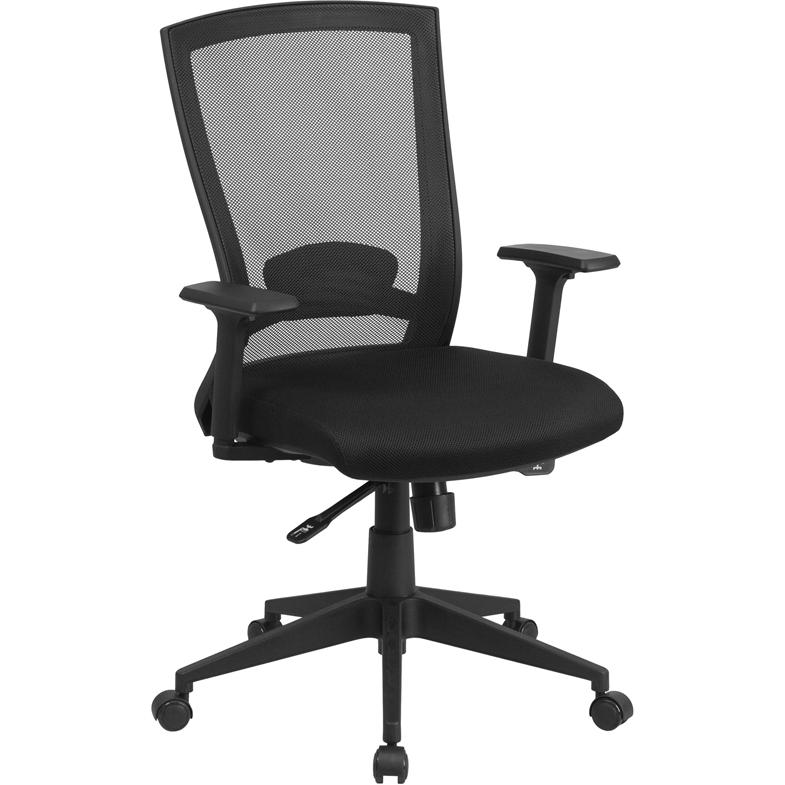  Mid-Back Black Mesh Executive Swivel Ergonomic Office Chair With Back Angle Adjustment And Adjustable Arms By Flash Furniture 