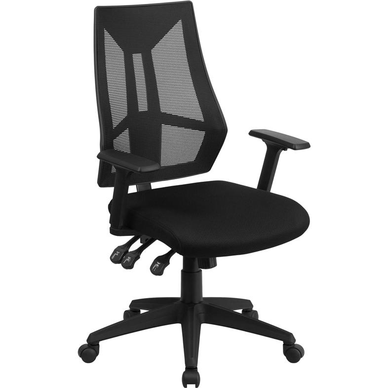  High Back Black Mesh Multifunction Swivel Ergonomic Task Office Chair With Adjustable Arms By Flash Furniture 