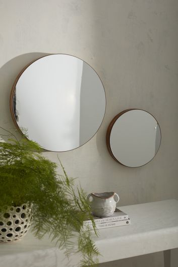  Kalista Round Mirror With Wood Frame-2 sizes By Accent Decor 