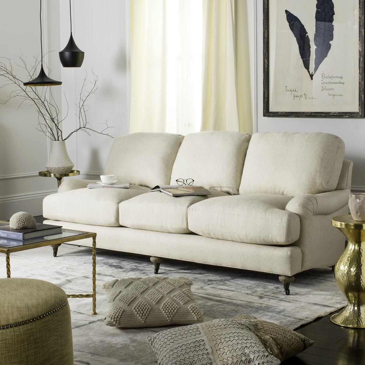  Safavieh Calvin Upholstered Fabric Sofa - Natural 