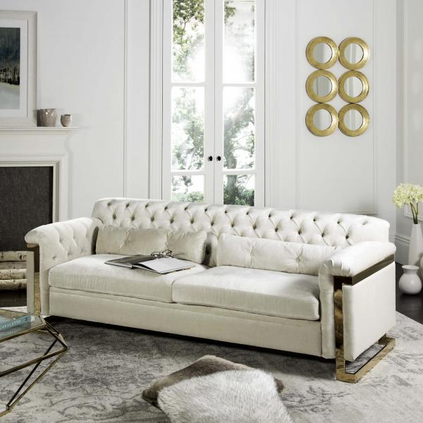  Safavieh Lethbridge Velvet Sofa - White 